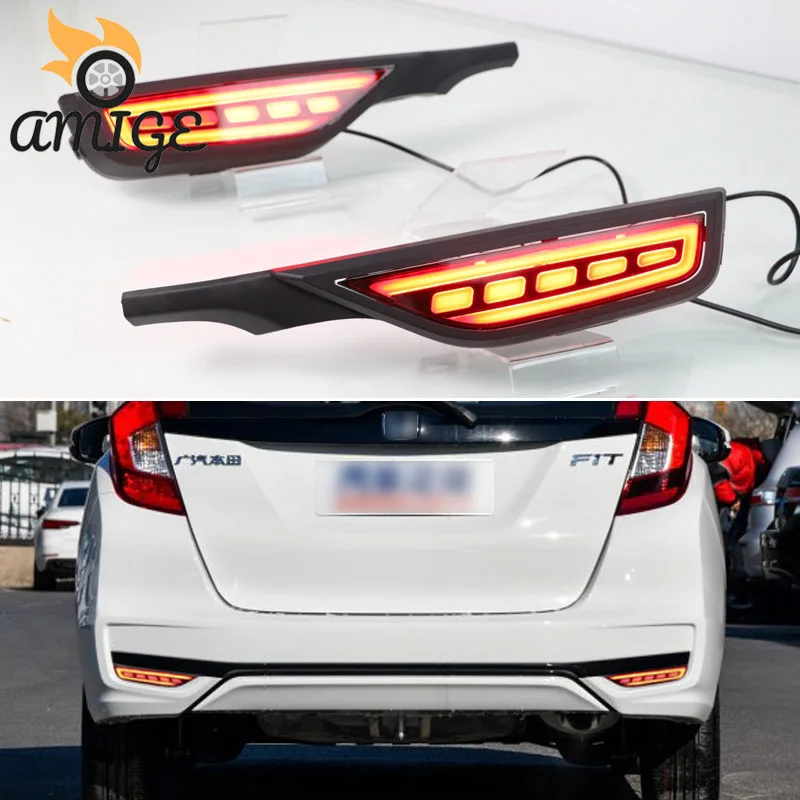 AMIGE For Honda Fit Jazz 2018 2019 Taillights Rear Fog Lamp Brake Light 12V Reflector Reverse Lamps Car LED Bumper Lights