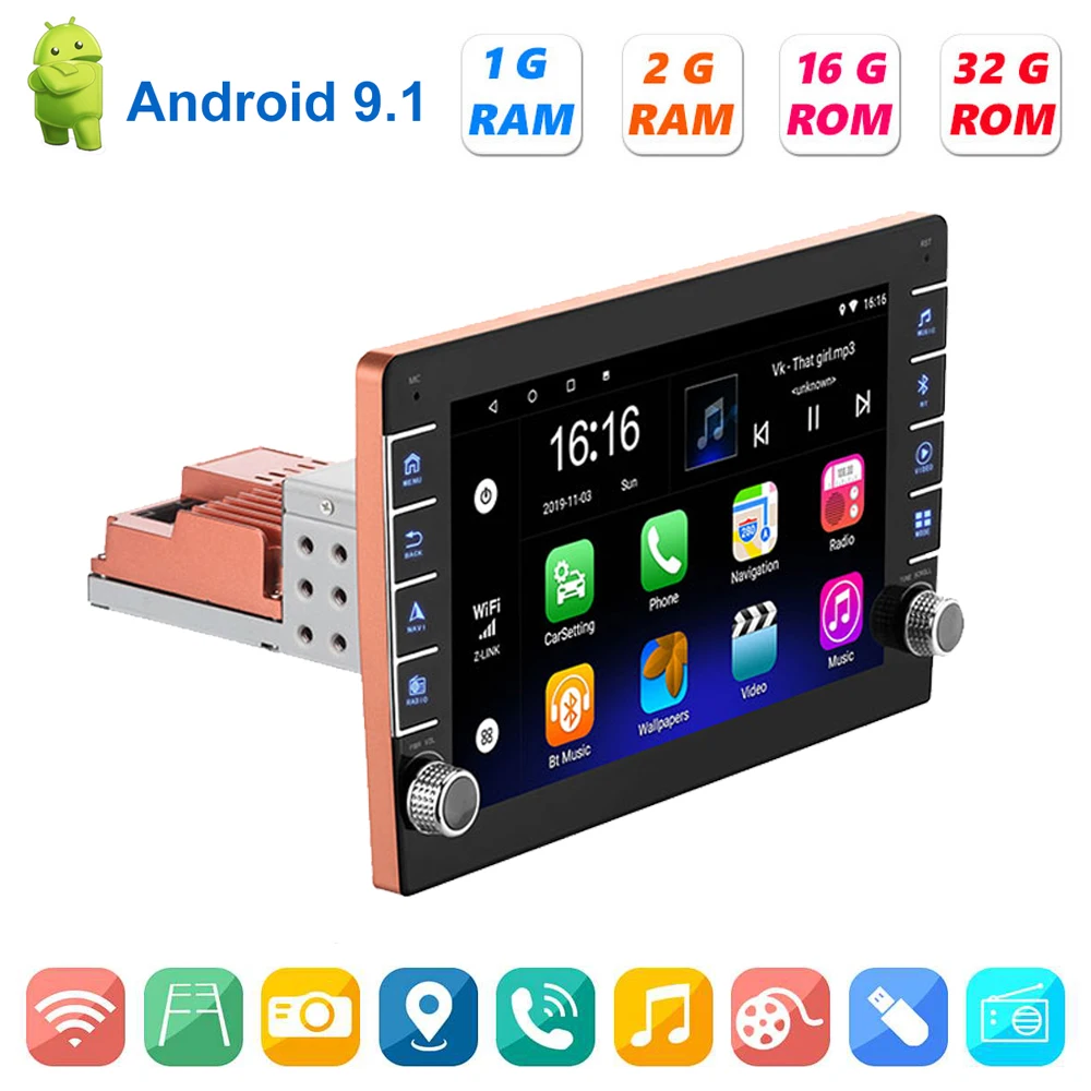 Автомагнитола 1Din на Android 9 1 универсальный автомобильный мультимедийный плеер