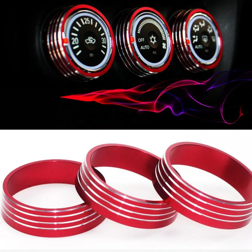 3pcs Car Accessories Air Conditioning Heat Control Switch AC Knob Decorative Ring For Mitsubishi ASX Lancer Outlander Sport RVR 1