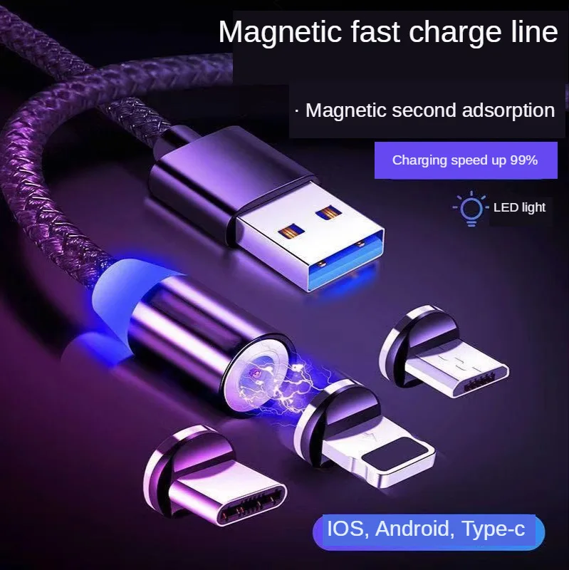 

1M Magnetic Cable Micro USB Type C Charger For Android Phones Fast Charging Magnet Charge Cord For iPhone 12 11 Pro XS Max 4.5 9