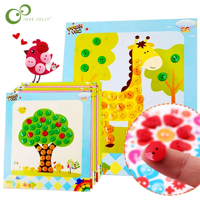 4 шт кнопка наклейки Пазлы ручной работы DIY игрушки для детей Монтессори Brinquedo