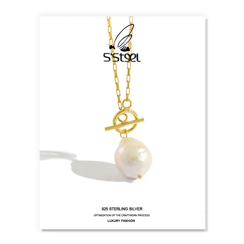 Женское Ожерелье из стерлингового серебра 925 пробы с пресноводным жемчугом в