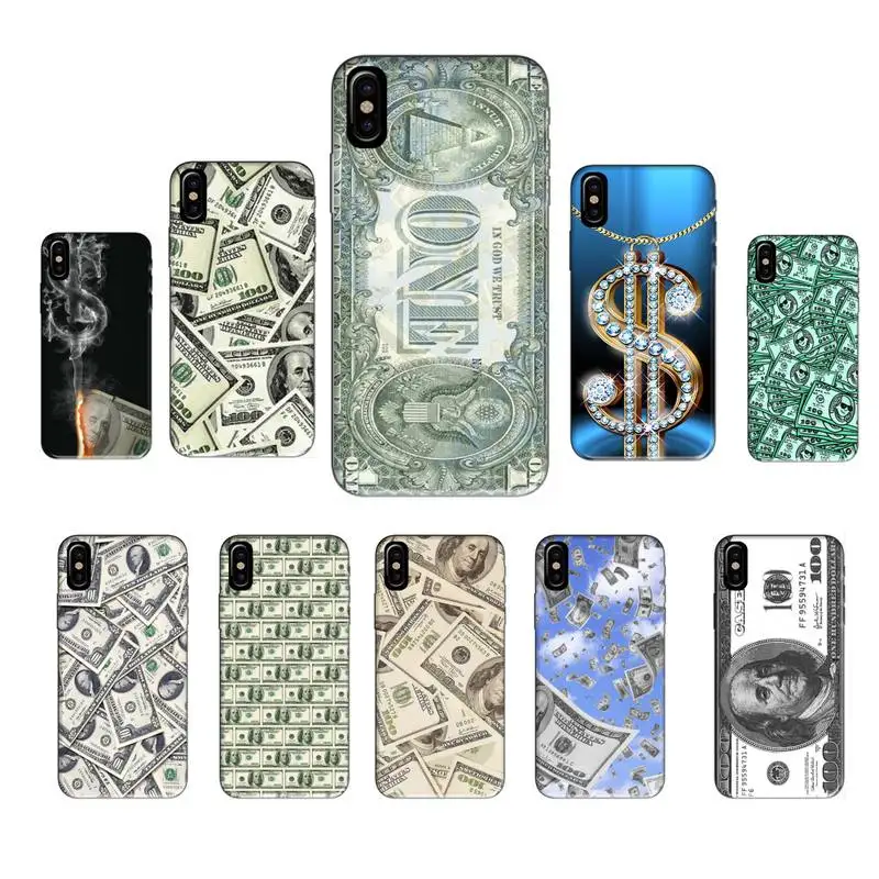 

Lot Of Dollars Phone Case Black Tpu For Iphone XR Xs 11 12 13 Mini Pro Max 6 7 8 Plus X 6s SE 2020 Cover