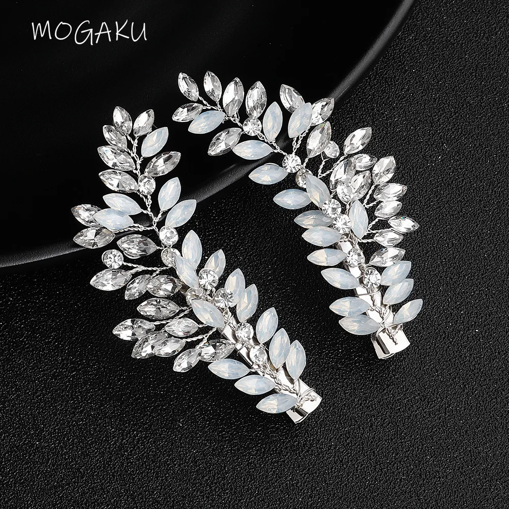 

MOGAKU White Crystal Barrettes Fashion Women Hair Clips Luxury Temperament Wedding Hair Accessories for Bridal Shiny Hairpins