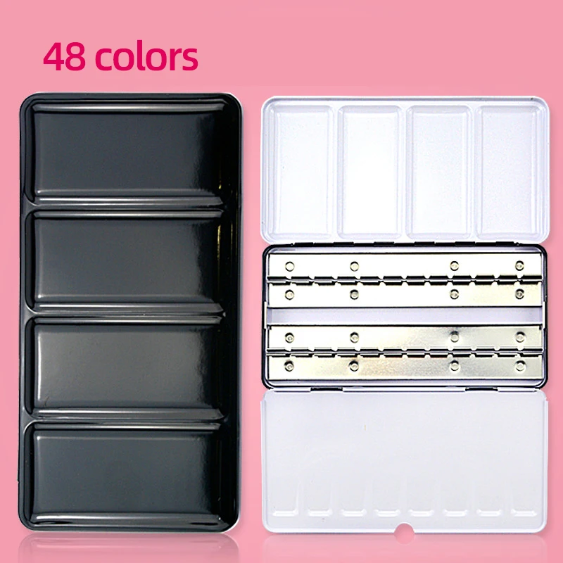 

Articsy 12/24/48Grid Watercolor Paint Empty Tin Box Painting Palette Portable Paint Palette Tray For Half/Full Pan Art Supplies