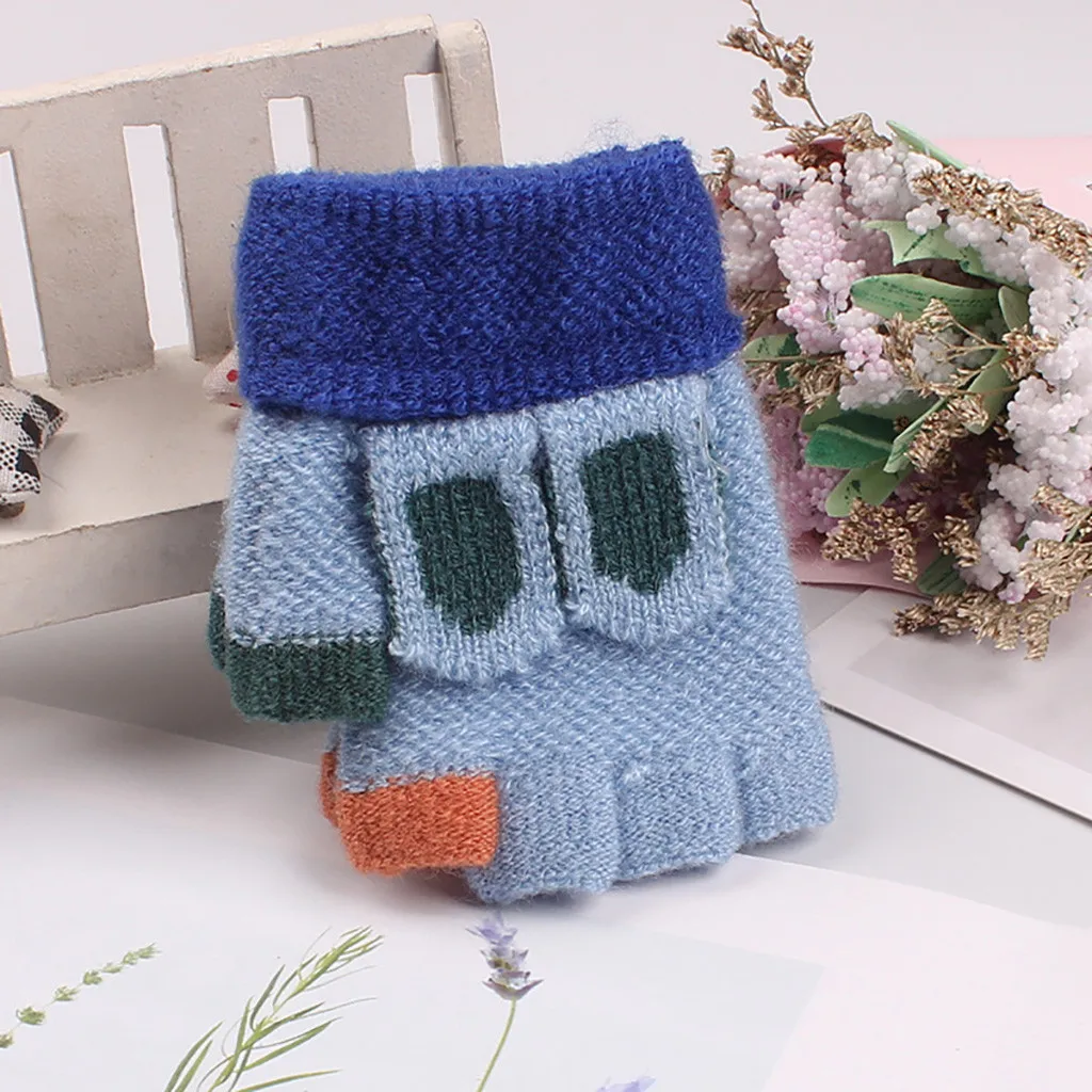 Зимние детские теплые вязаные перчатки для мальчиков и девочек детей | Детская