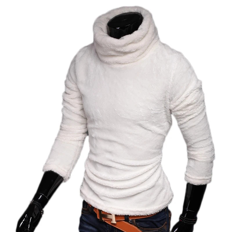 Осенне-зимний мужской бархатный флисовый свитер пуловер Мужская водолазка