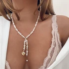 Богемное длинное жемчужное ожерелье с подвеской в виде сердца для женщин, винтажный крест, разные размеры, жемчужные свадебные ожерелья, ювелирные изделия