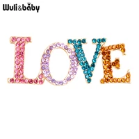 wulibaby multicolor rhinestone love brooches women men english world love party office brooch pins gifts