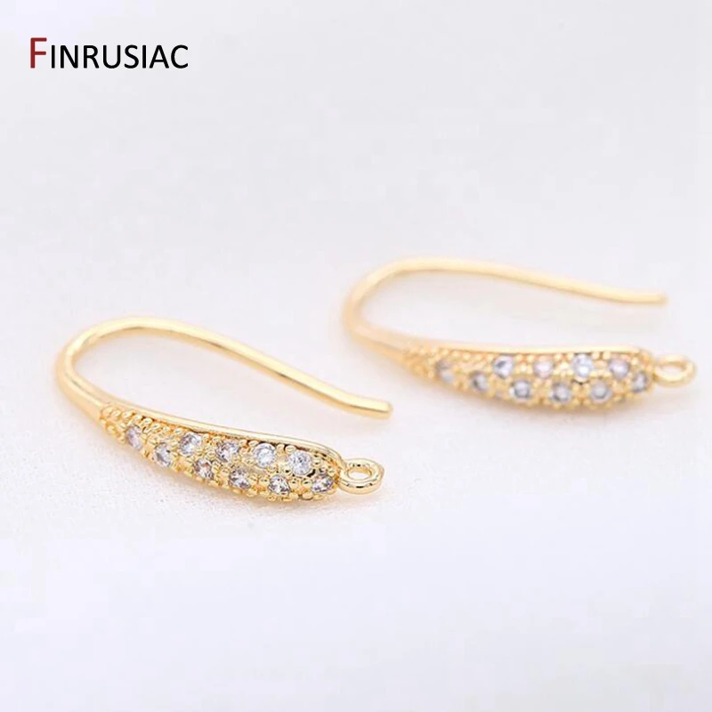 Принадлежности для изготовления сережек инкрустированные фианитами 14 к