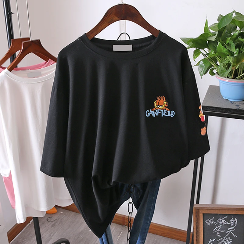 Футболка женская с коротким рукавом свободная повседневная хлопковая майка