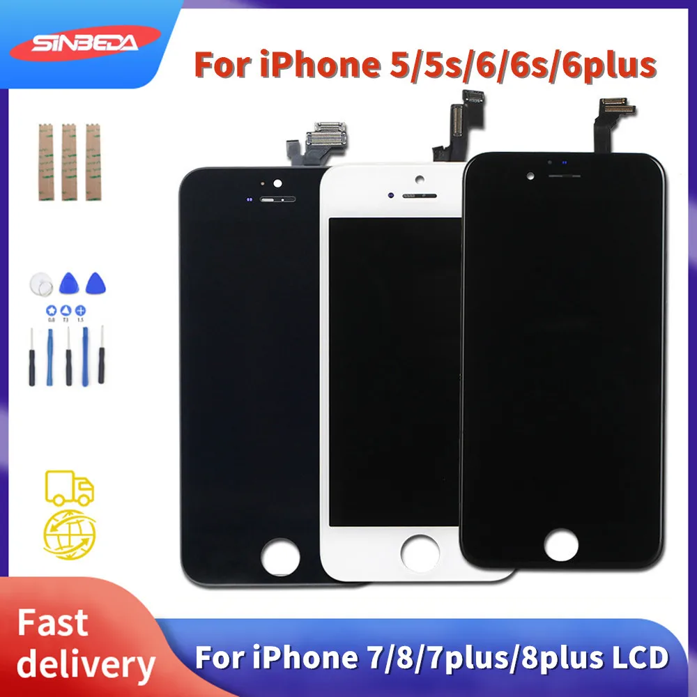 

AAA+++ LCD Display For iPhone 6 6S 7 8 Plus Touch Screen Replacement No Dead Pixel For iPhone 5 5C 5S 6plus 7 Plus LCD Tempered