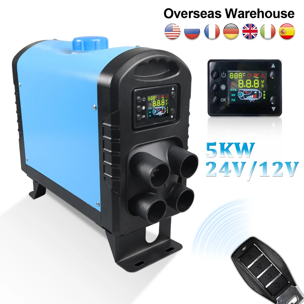 

5KW Car Diesel Air Heater 12V 24V Universal Auto Diesel Parking Heater Remote and LCD Display for RV Trucks Boat Trailer Home