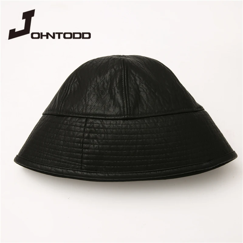 

2021 Fashion Autumn Winter Men Women Solid Color Bucket Hat Reversible Leather Fishing Cap Unisex Fisherman Hats Casual Sun Caps