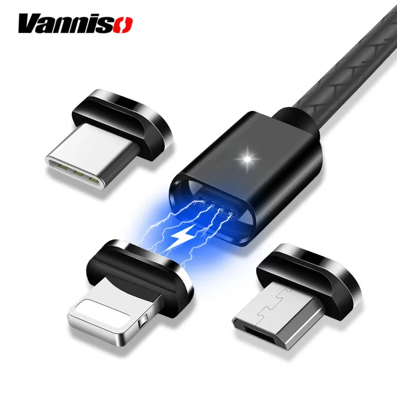 Vanniso 1 м 2 микро USB кабель Магнитный для iphone 3A Быстрая зарядка usb type C мобильный