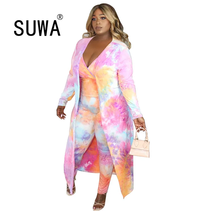 

Tie Dye Tracksuit Women Two Piece Outfits Matching Sets Long Sleeve Maxi Jacket Coat Party Jumpsuit Rompers Fall Winter Clothes