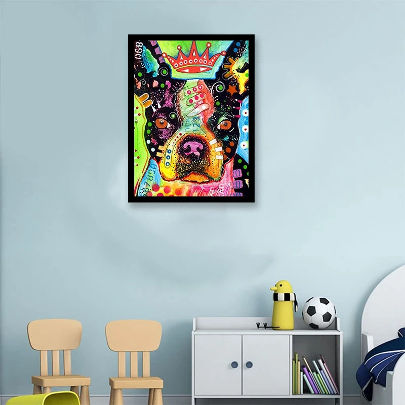 Картина сделай сам с короной собака для самостоятельной сборки Стразы