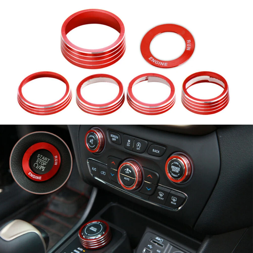 

Aluminum Alloy Air Conditioning Button For Jeep Cherokee 2014-2020 Red Switch Trim High Quality Hot sale