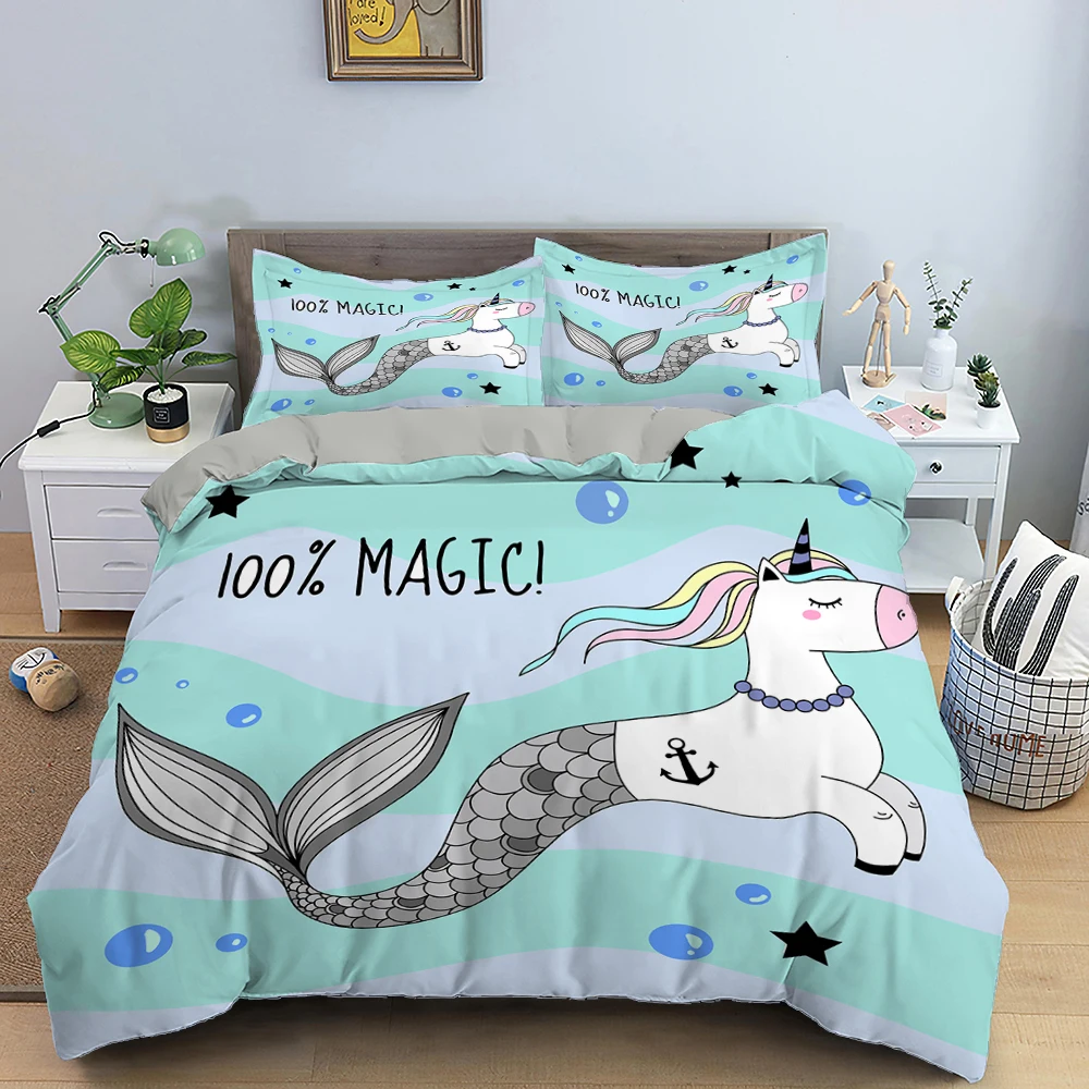 

ZEIMON Unicorn Duvet Cover Cartoon Animal 3D Bedding Set Single Full Quilt Covers 2/3PCS Bedclothes Euro Size For Bedroom Decor