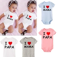 0 24m baby bodysuit for newborns boy and girls clothes short sleeves i love mama papa twins baby clothes kids jumpsuit bodysuit