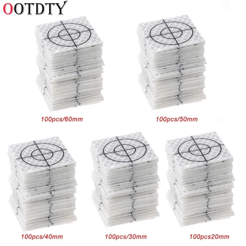 

100 Pcs Reflector Sheet Reflective Tape Target Total Station 20/30/40/50/60mm