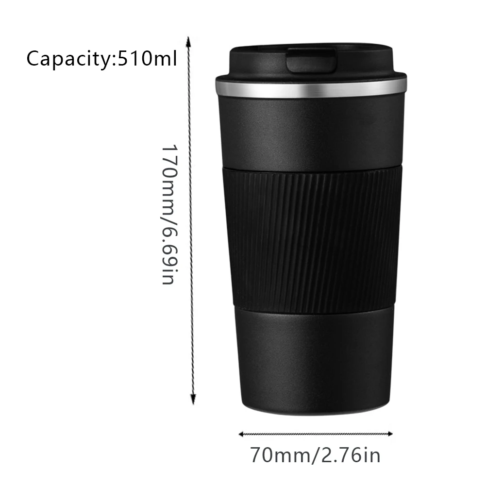 

Double-Layer Vacuum Insulation Thermal Stainless Steel Reusable With Leakproof Lid Non-Slip Cover For Coffee Water Tea 510ml