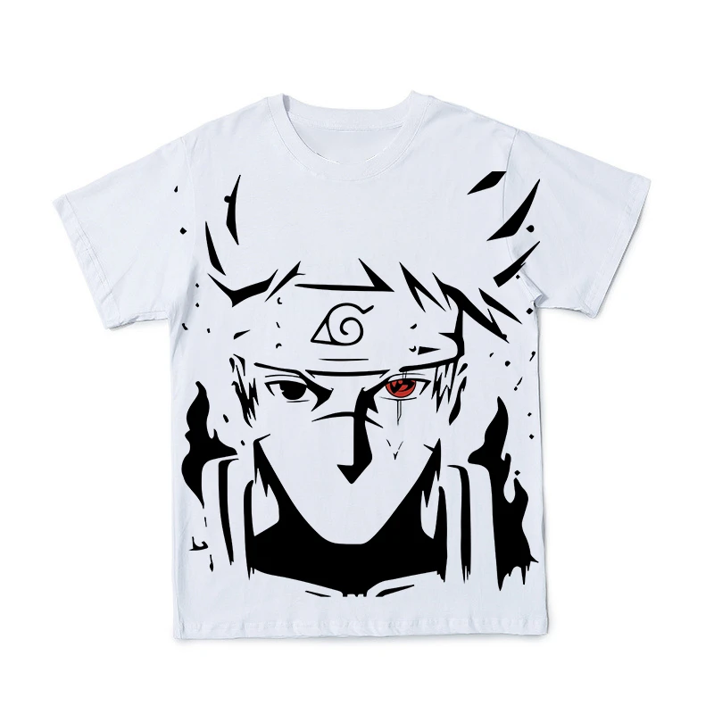 

2021 Summer Men's T-shirt Casual Large Size 3D Printing Japanese Anime Kakashi Sasuke Children's Fashion Top