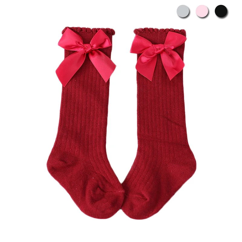 Для девочек осенние носки для маленьких красного черного розового белого и