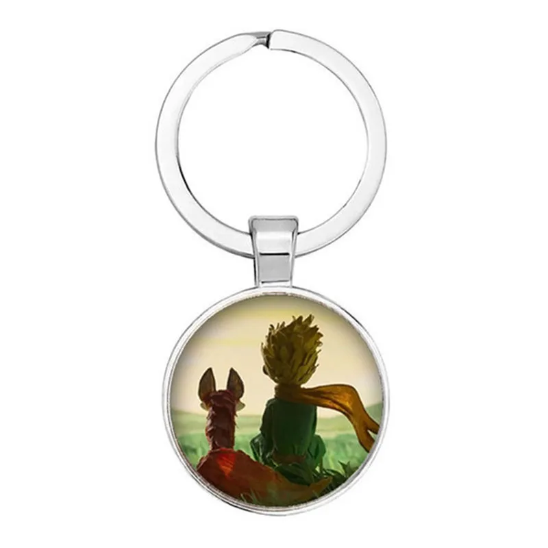 

2021 The Little Prince And Fox Rose Logo Glass Cabochon Pendant Key Chain Jewelry Gift