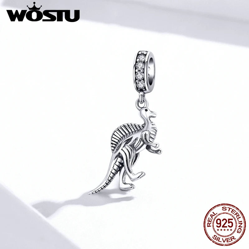 WOSTU подлинное серебро 925 пробы бусины динозавра подходят оригинальный Браслет