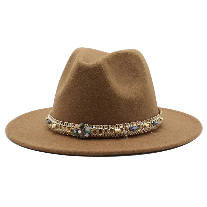Женская/Мужская шерстяная фетровая шляпа с широкими полями в стиле ретро |