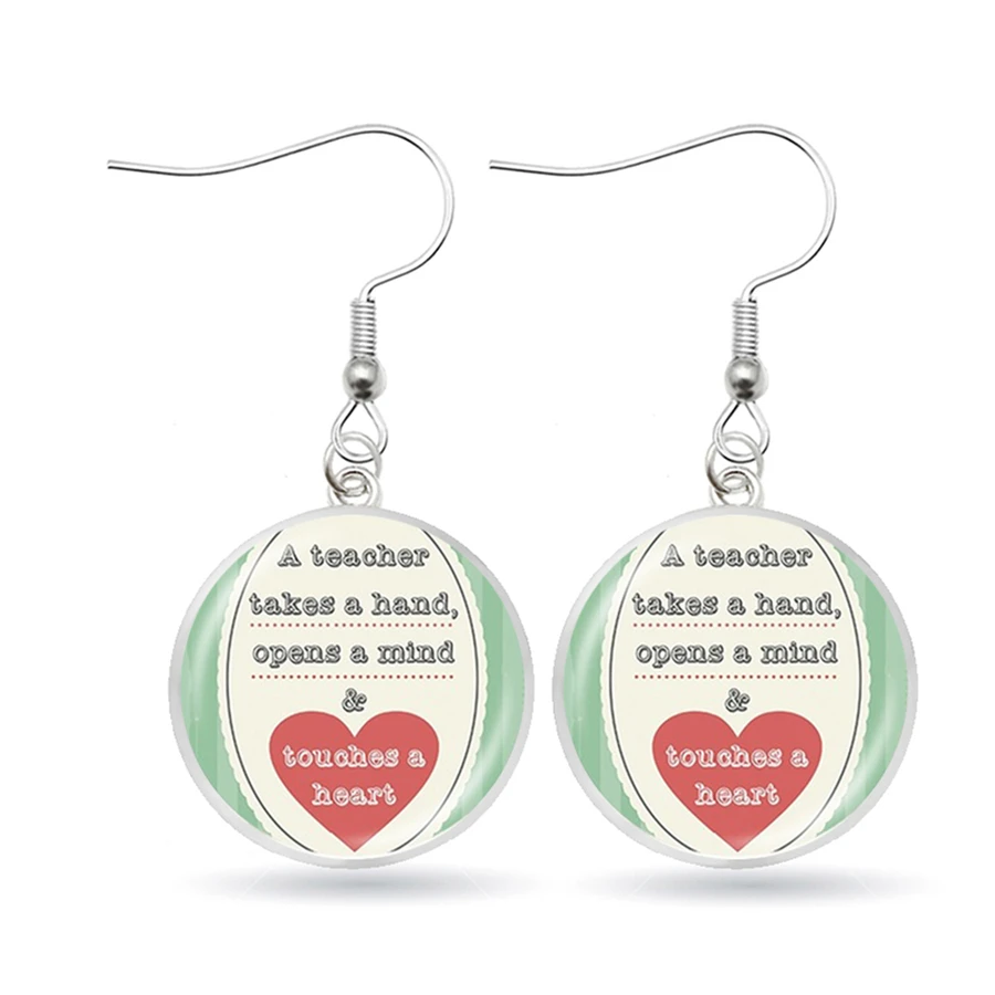 Супер учительские висячие серьги учение это работа сердца стеклянные