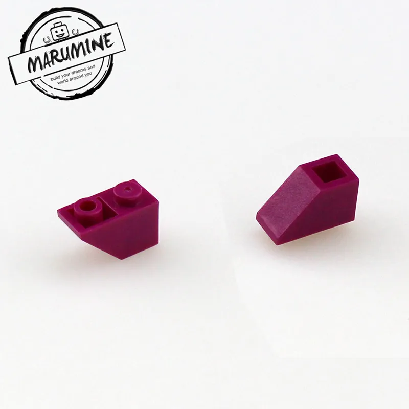 Лиловый MARUMINE кирпичи игрушки 200 шт./лот 2x1 перевернутый склон кирпич MOC строительные блоки Совместимые образовательные DIY игрушки Классический создатель - Цвет: Лиловый