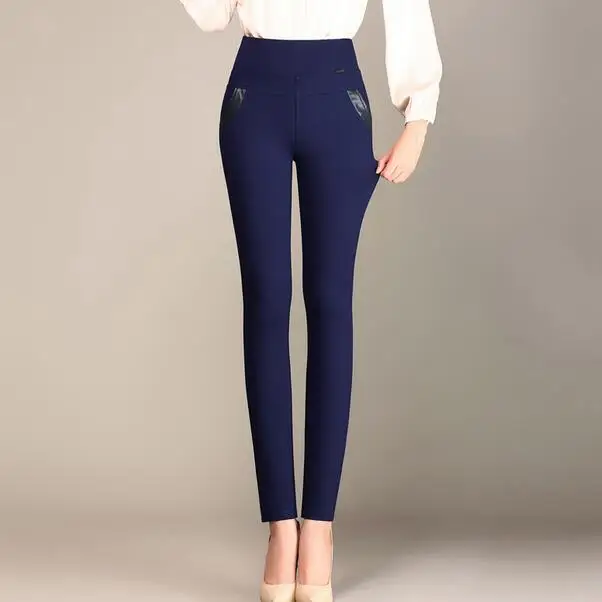 Высокая стрейч Талия Для женщин узкие брюки сезон зима-весна длинные для девочек