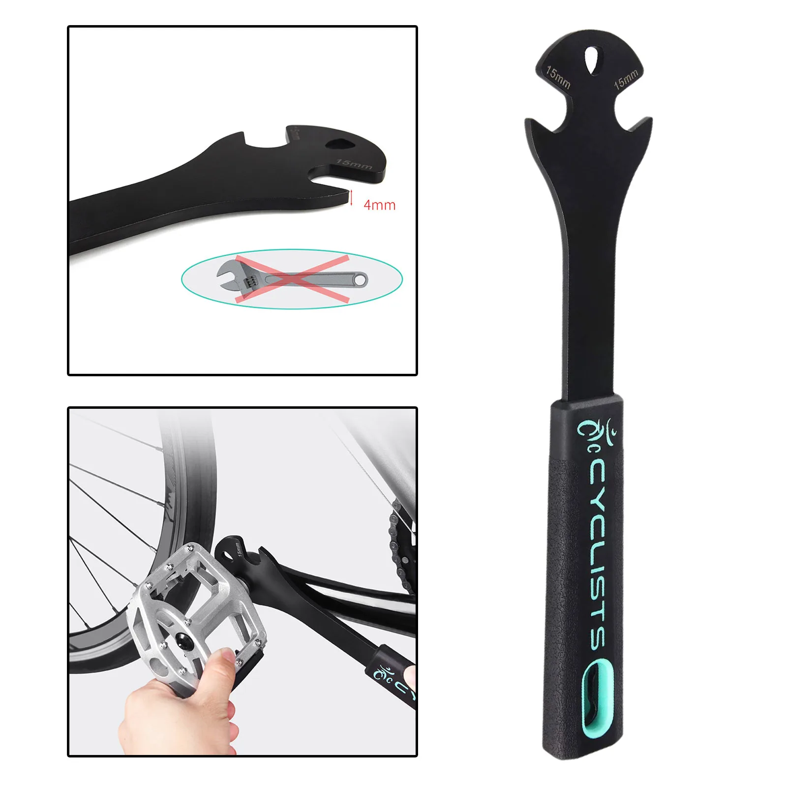 

Bicycle Bike Pedal Wrench Extra Long Handle 15mm Road Mountain Bike Pedal Removal Tool Repair Replace Spanner