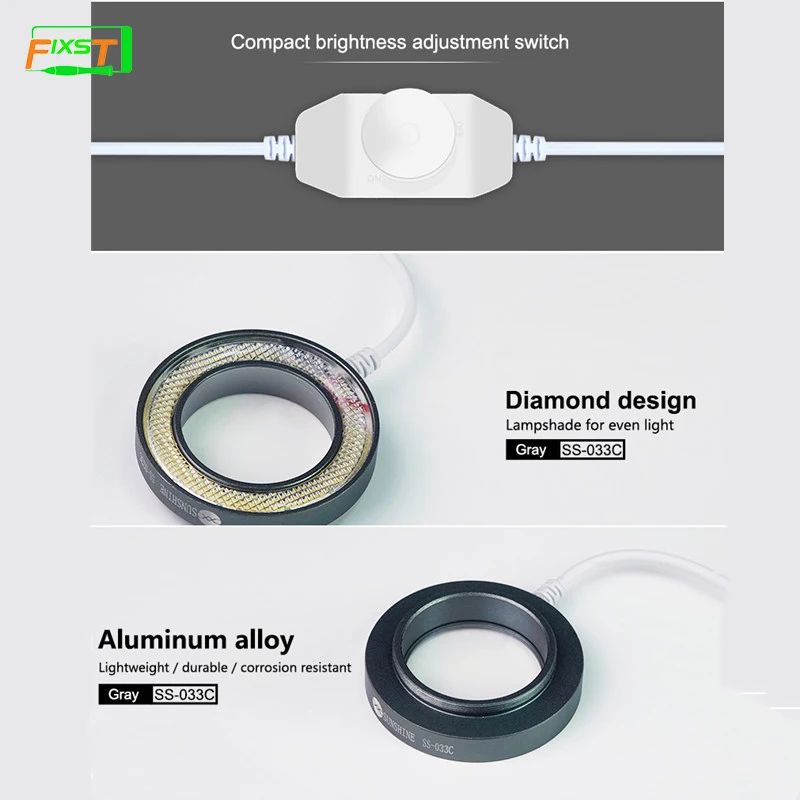 Зеркальный микроскоп со светодиодной подсветкой встроенный 2-в-1 регулируемая