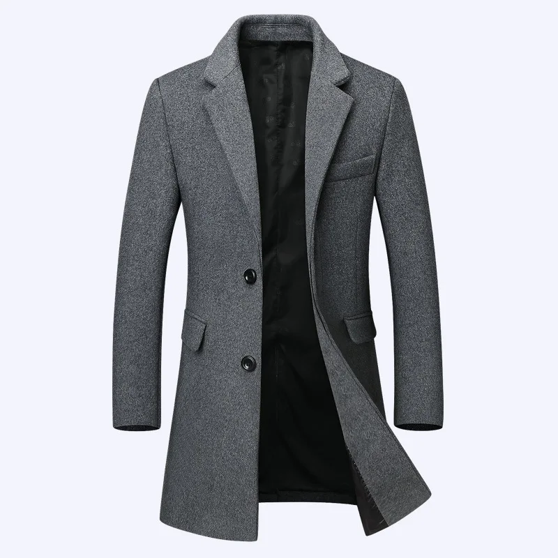 FOJAGANTO Winter Men Long Wool Blend Coat Brand Solid Color Warm Thick Coats Business Casual Overcoat Male | Мужская одежда