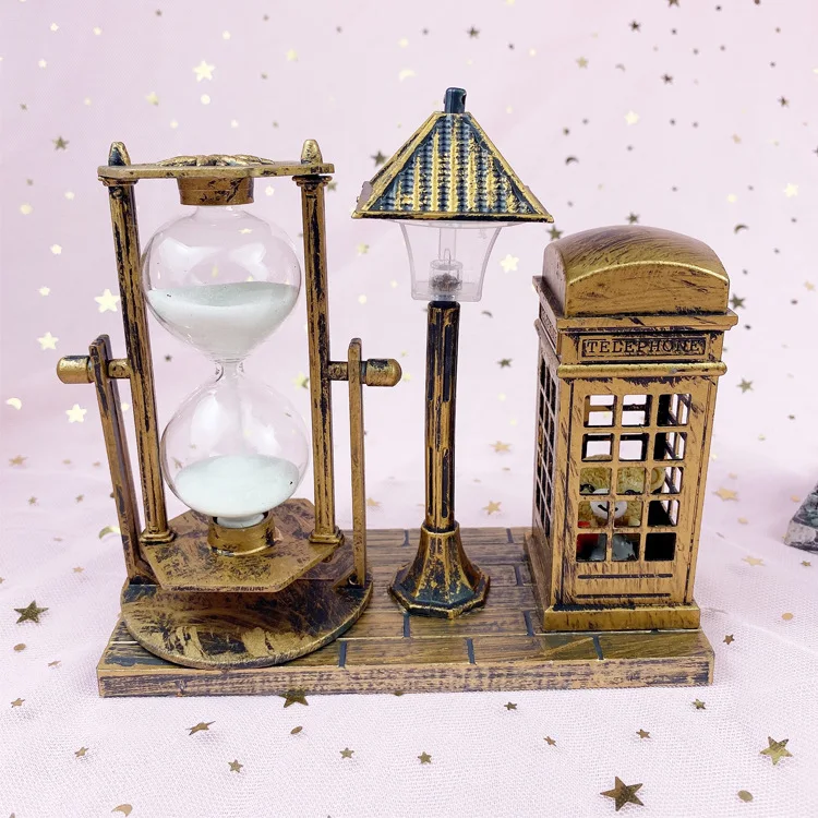 Antique Telephone Booth Bear Street Lamp Hourglass Creative Gift Two-color Night Light Decoration desk toy squishy enlarge
