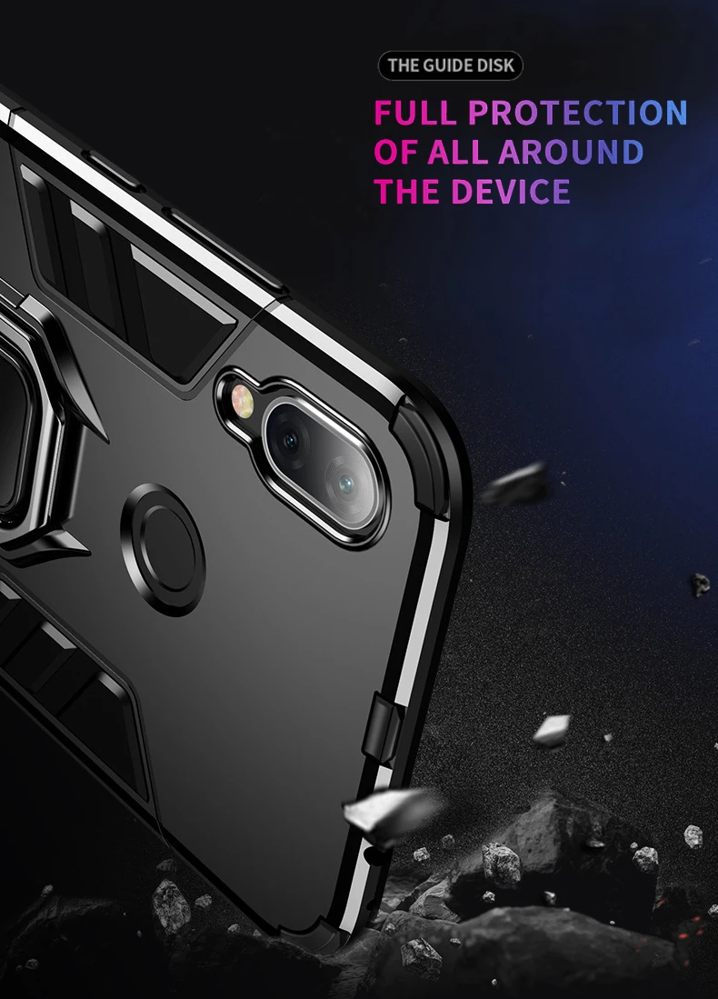 Бронированный противоударный ПК чехол для huawei Honor 9x 8x 8A 8S 7A 7C фотоаппаратов моментальной печати 7S Nova 5i 5 4 3 3i Y6 Y7 Pro Y9 Prime чехол с подставкой держатель кольцо