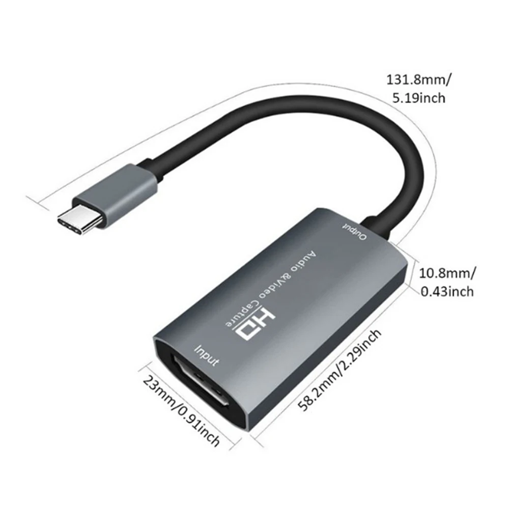 

Capture Card HDMI to Type-C Video Capture Card 1080P Broadcast Live and Record Streaming Video Audio 4K Video Grabber Camcorder