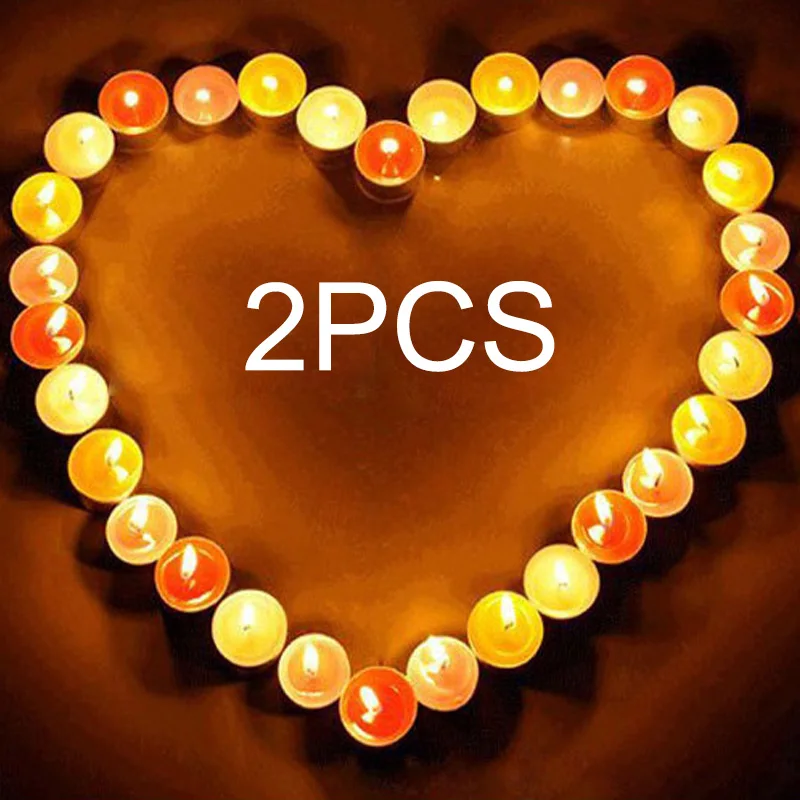 

2PCS Smoke-free heart-shaped scented Candle Birthday Proposal White Candle, round tea-cooking candle（very Small tea candle）