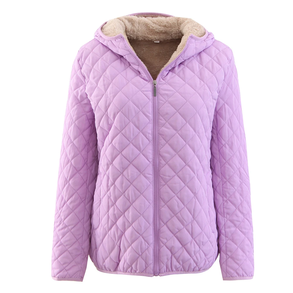 Purple 2 MoneRffi, зимнее женское хлопковое пальто, пальто, куртки, повседневное, на молнии, стоячий воротник, однотонная короткая верхняя одежда, женские парки, Mujer - Цвет: Purple 2