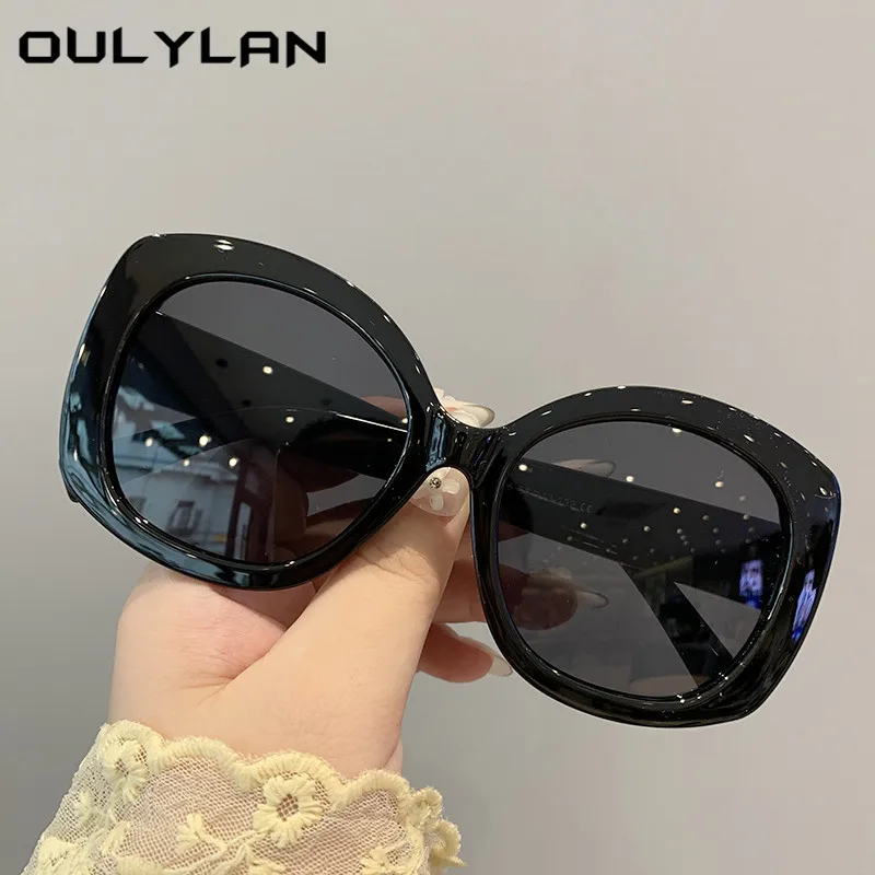 

Oulylan Round Green Sunglasses Women Vintage Oversized Goggles Colored Big Frame Sun Glasses Ladies Outdoor Eyewear UV400