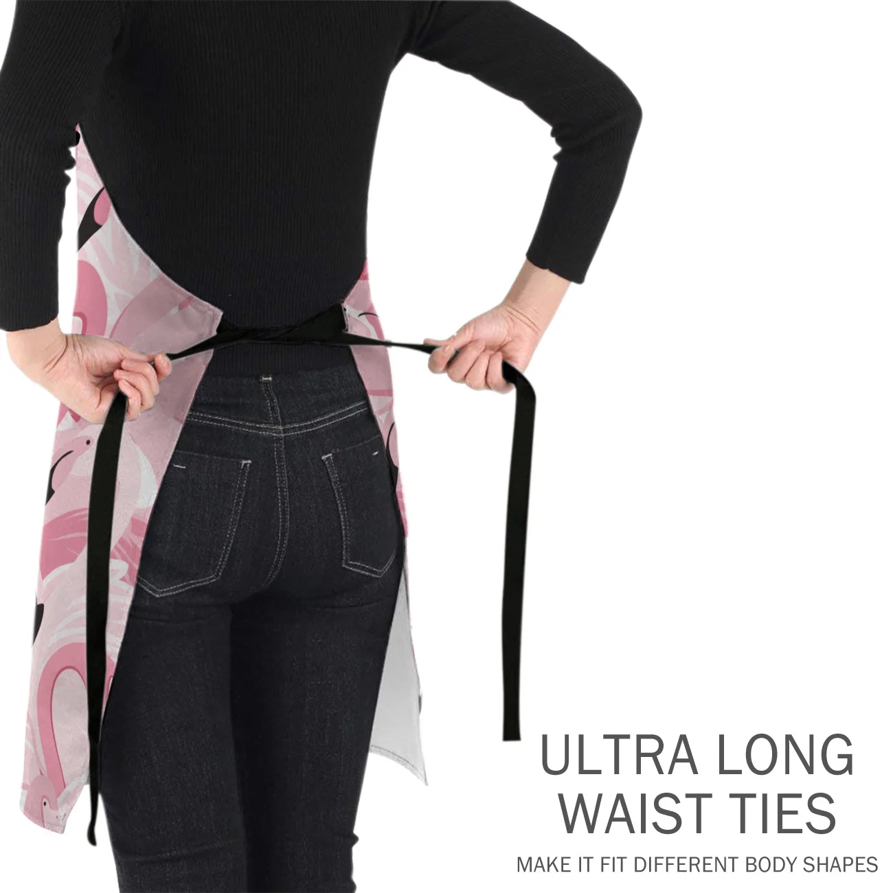 Tophome Кухонный Фартук Розовый фламинго печатных регулируемые без рукавов Фартуки