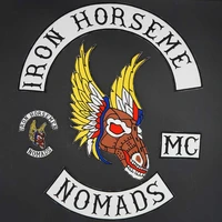 iron horse nomads mc large embroidery patch biker badge for clothing hat bags iron on backing