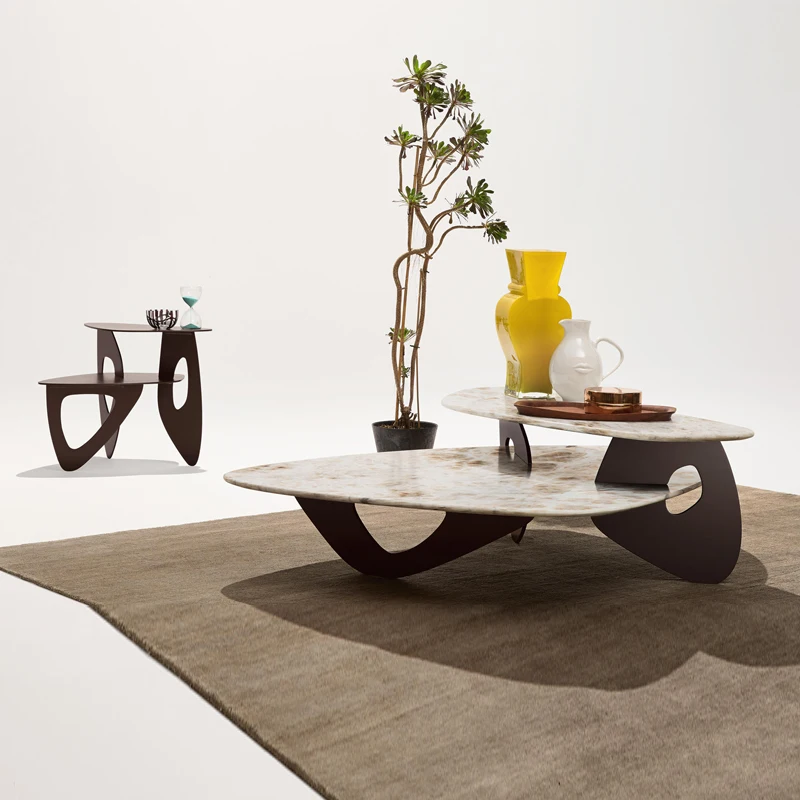 

Скандинавский журнальный столик GY из натурального мрамора креативная необычная форма двухслойный персонализированный коттедж гостиная ч...