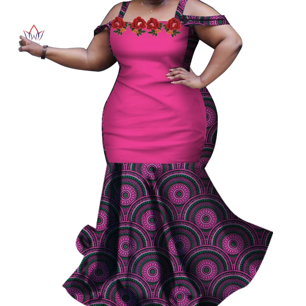 Африканские женские длинные платья с аппликацией цветочным принтом розы базин