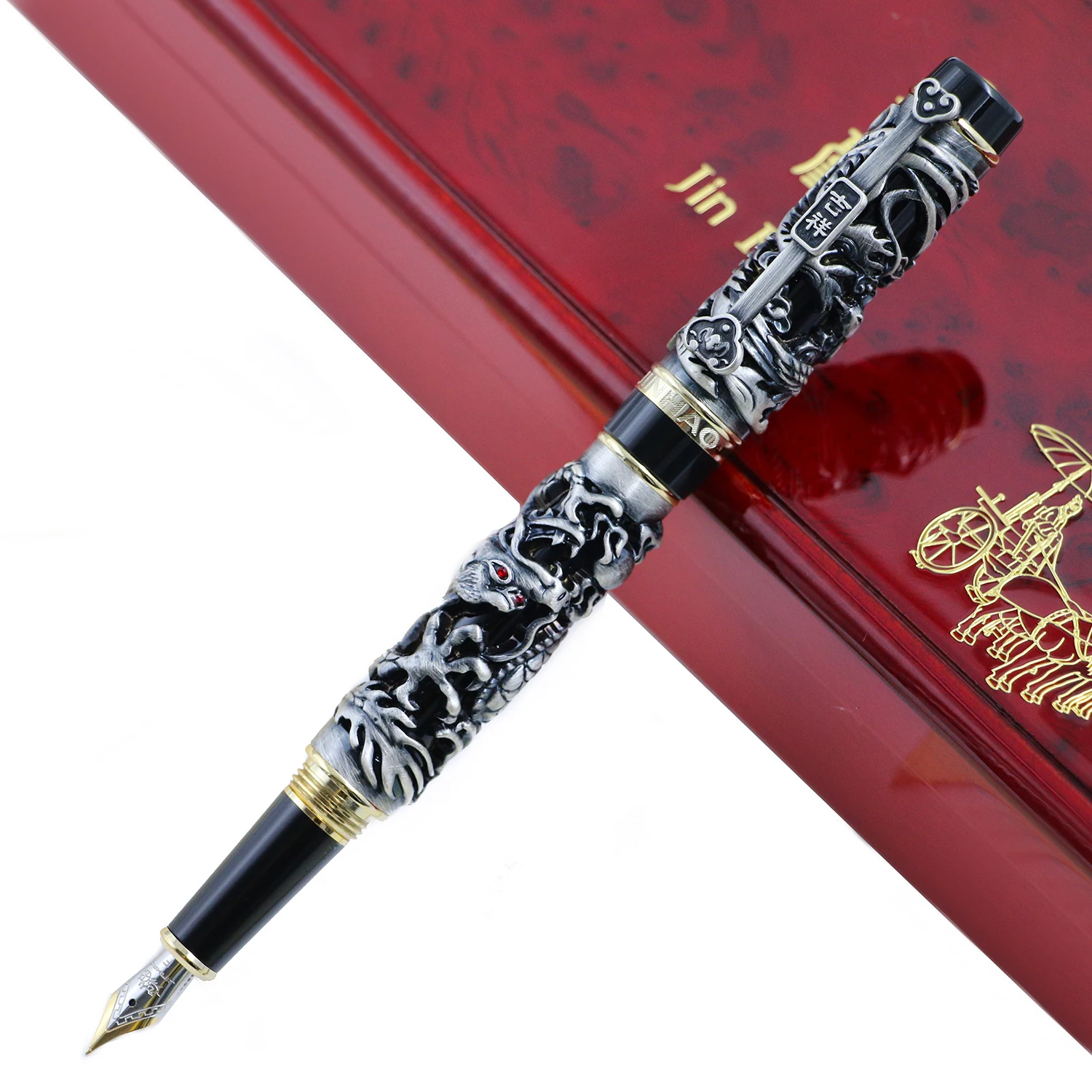 Роскошная металлическая 3D Авторучка Jinhao с изображением дракона Феникса, винтажная перьевая ручка 0,5 мм, перьевые ручки для письма, офисные, деловые принадлежности, подарок