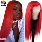 Бразильский красный бордовый парик из человеческих волос средней части, парик из человеческих волос 13X1, парик из прямых волос Remy, предварительно выщипанный 180 Remyblue