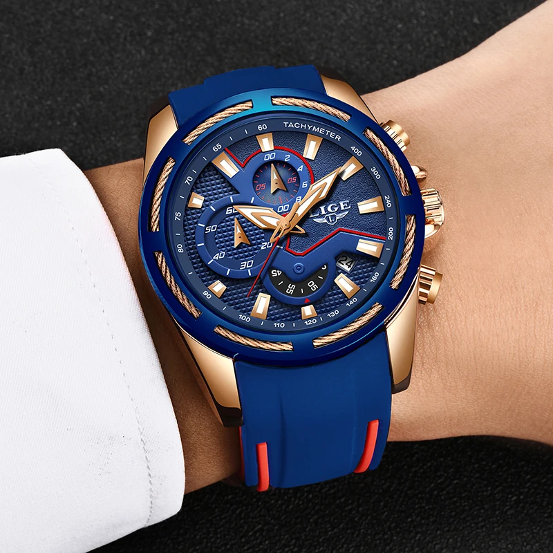 2019 LIGE новые мужские часы с силиконовым ремешком Топ бренд класса люкс